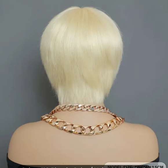 Pixie Cut Straight Human Hair Density 6inch Orange with Bangs - Rose